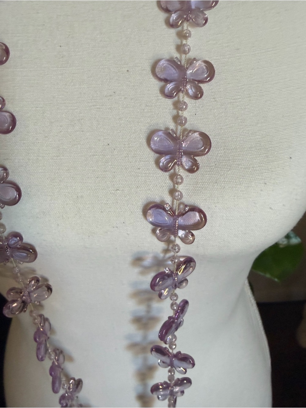 Vintage Butler & Wilson Lavender Crystal Butterfly Bead Long Necklace - Picture 2 of 4